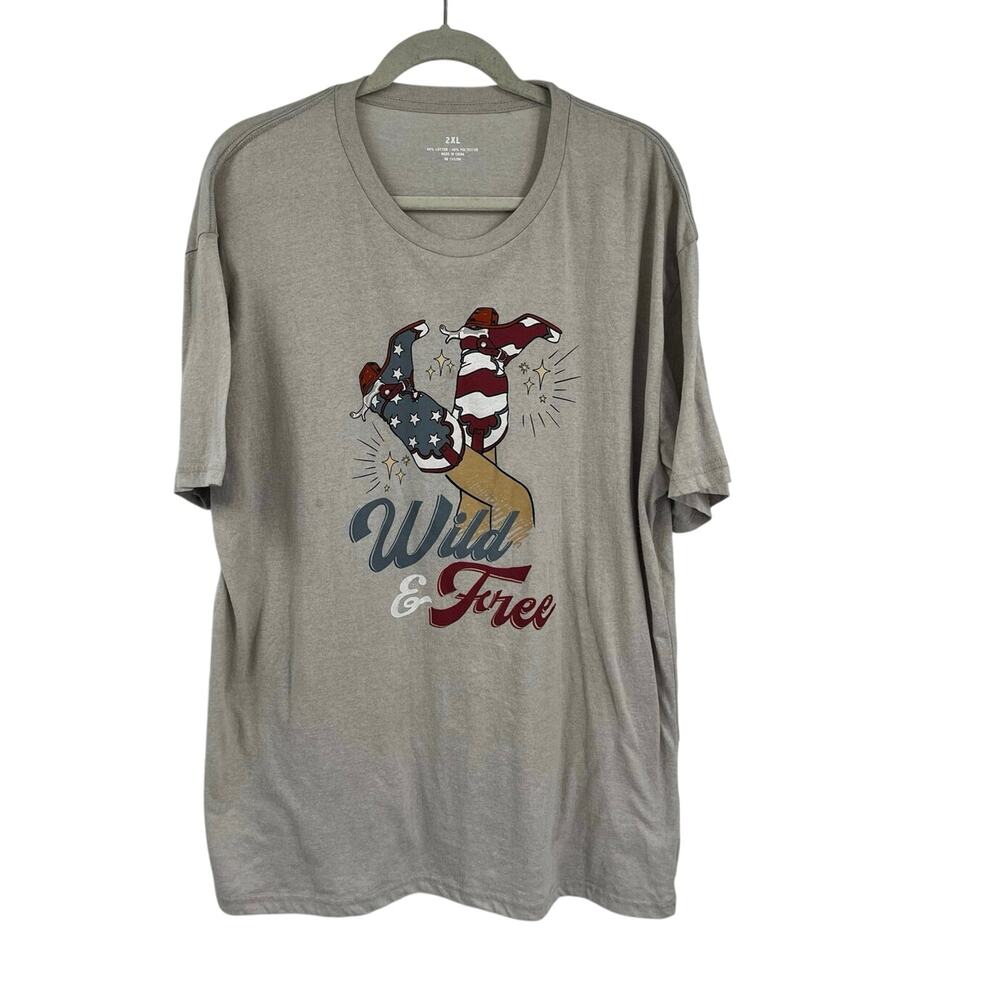 Wild & Free Cowgirl Boots Patriotic USA Tee Women’s 2XL